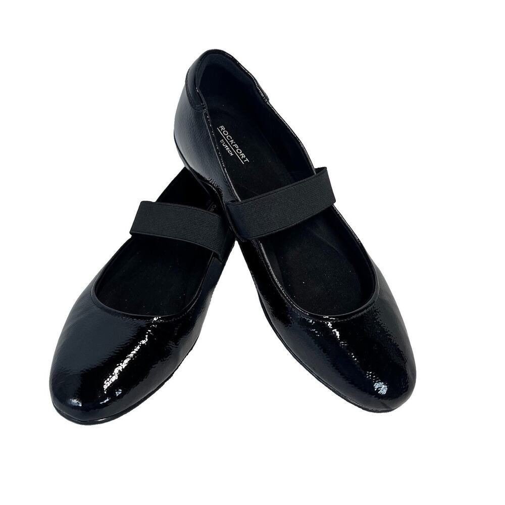 Rockport TruTech Black Patent Leather Mary Janes Ballet Flats Shoes size 10W